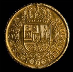 Escudo en una moneda de Luis I