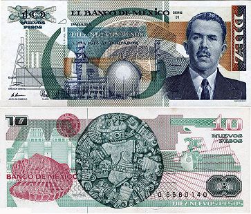 billete de México 10 pesos 1992