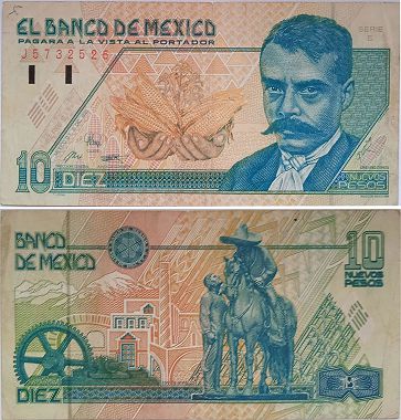 billete de México 10 pesos 1994