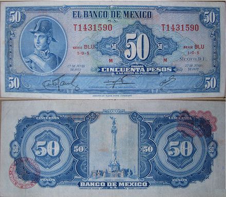 billete de México 50 pesos 1972