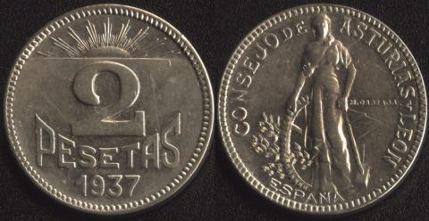 Asturias and León 2 pesetas
