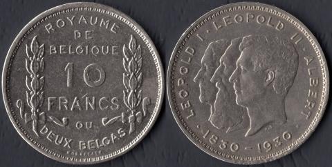 Belgium 10 francs 1930 Independence (French legend