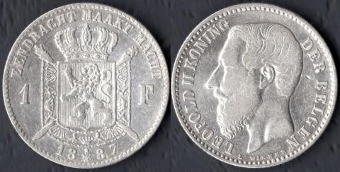 Belgium 1 franc 1887 (Flemish legend
