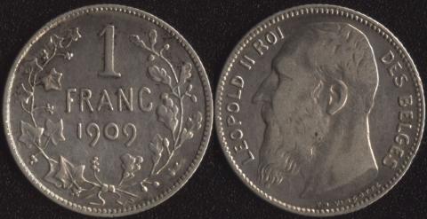 Belgium 1 franc 1909 French