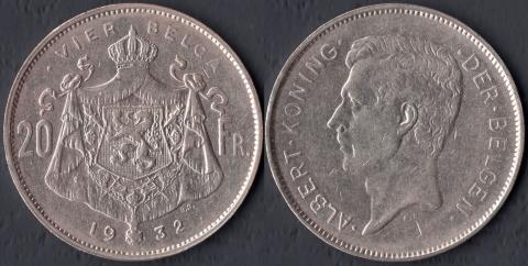 Belgium 20 francs 1932 (Flemish legend