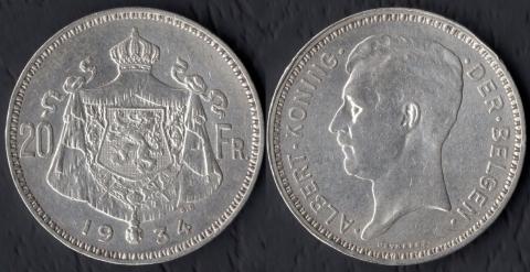 Belgium 20 francs 1934 (Flemish