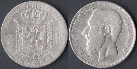 Belgium 2 francs 1887 Flemish