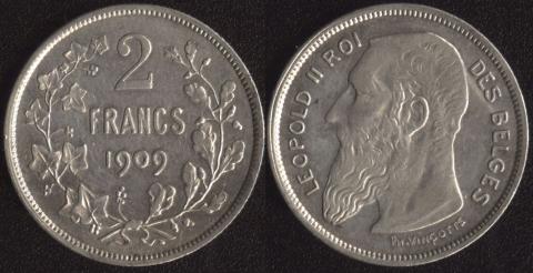 Belgium 2 francs 1909 (French