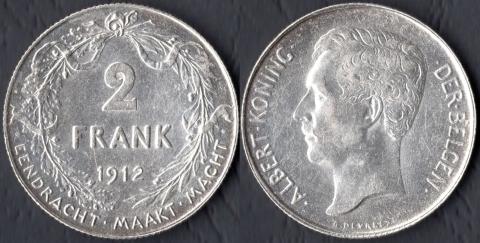Belgium 2 francs 1912 (Flemish legend