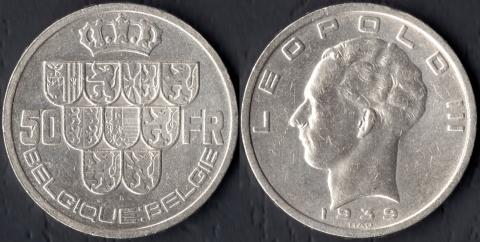 Belgium 50 francs 1939