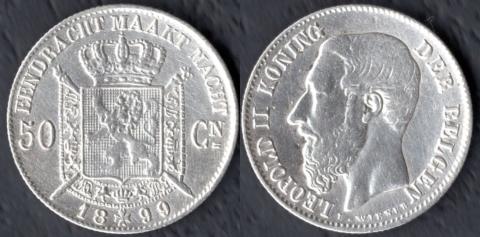 Belgium 50 centimes 1899 (Flemish legend