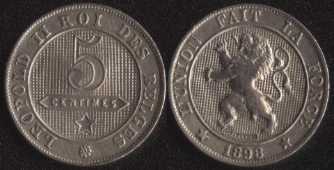 Belgium 5 centimes 1898 French