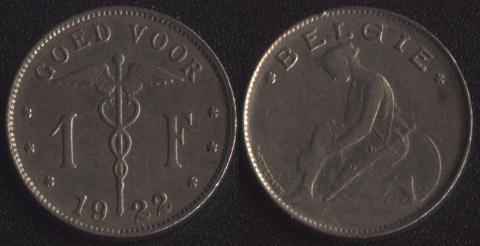 Belgium 1 franc 1922 Flemish