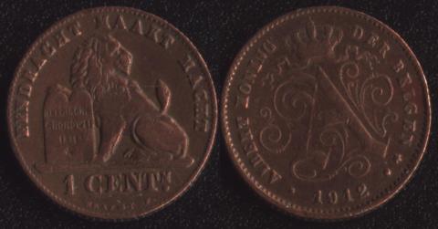 Belgium 1 centime 1912 Flemish