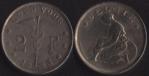Belgium 2 francs 1923 Flemish