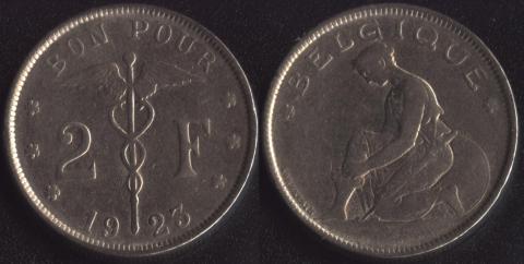 Belgium 2 francs 1923 French