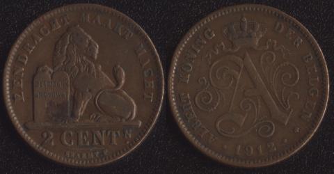 Belgium 2 centimes 1912 Flemish