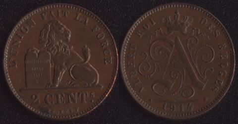 Belgium 2 centime 1914 French