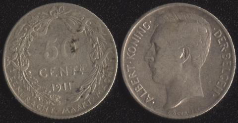 Belgium 50 centime 1911 Flemish