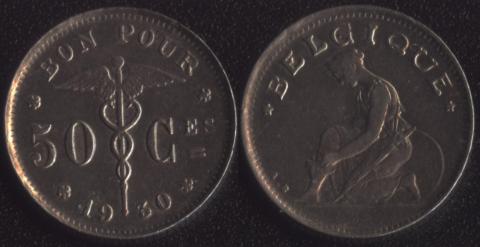 Belgium 50 centimes 1930 French
