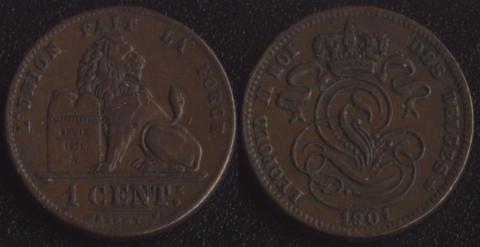 Belgium 1 centime 1901 French