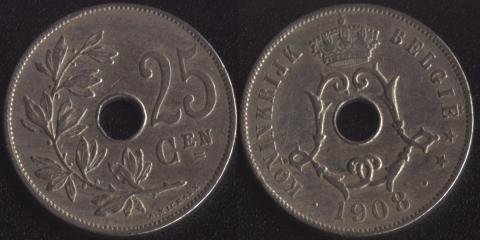 Belgium 25 centime 1908 Flemish