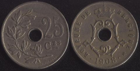 Belgium 25 centime 1908 French