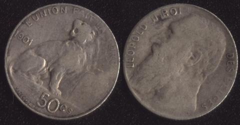 Belgium 50 centime 1901 French
