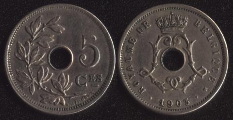 Belgium 5 centime 1903 French