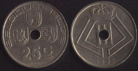 Belgium 25 centime 1939 French