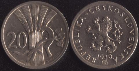 Czechoslovakia 20 halers 1930