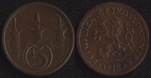 Czechoslovakia 5 halers 1938