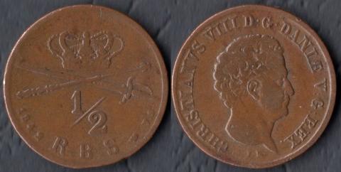 Denmark 1/2 rigbankskilling 1842