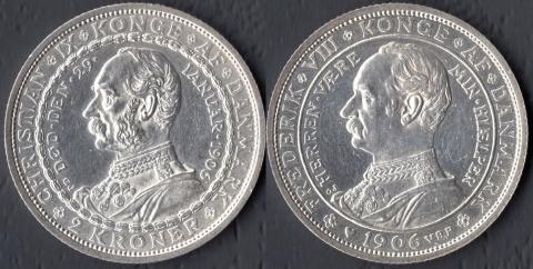 Denmark 2 kroner 1906 Death of Christian IX. Accession to the throne of Frederick
