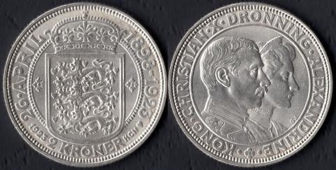 Denmark 2 kroons 1923 Silver