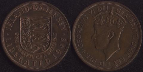 Jersey 1/12 shillings 1945