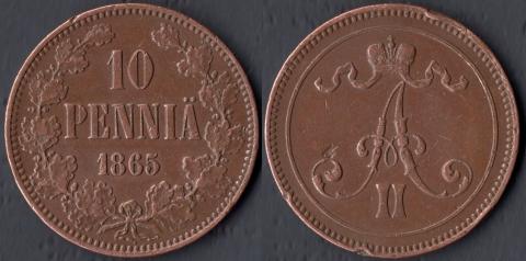 Finland 10 penny 1865