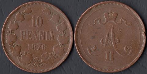 Finland 10 penny 1876