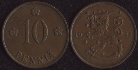 Finland 10 penny 1935