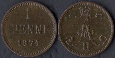 Finland 1 penny 1874