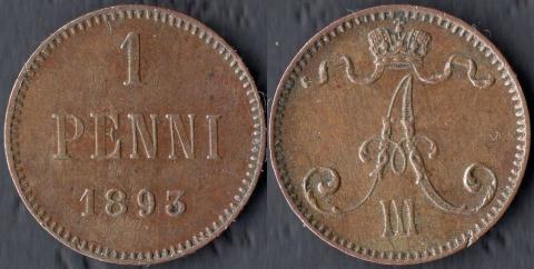 Finland 1 penny 1893