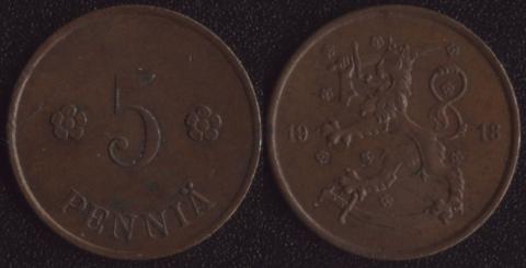 Finland 5 penny 1918