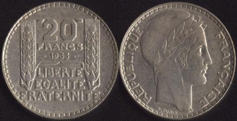 France 20 francs 1933