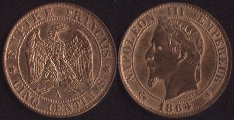 France 5 centimes 1864