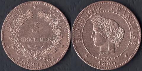 France 5 centimes 1890