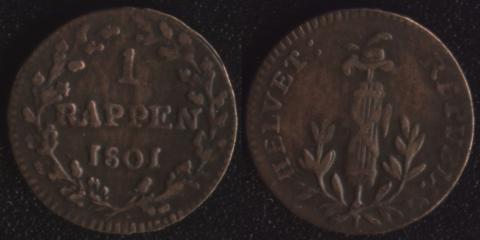 Helvetic Republic 1 Rappen 1801