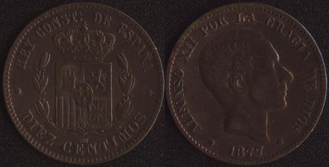 Spain 10 centimo 1877