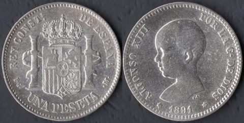 Spain 1 peseta 1891