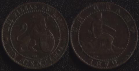 Spain 1 centimo 1870