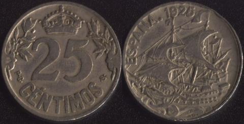 Spain 25 centimo 1925